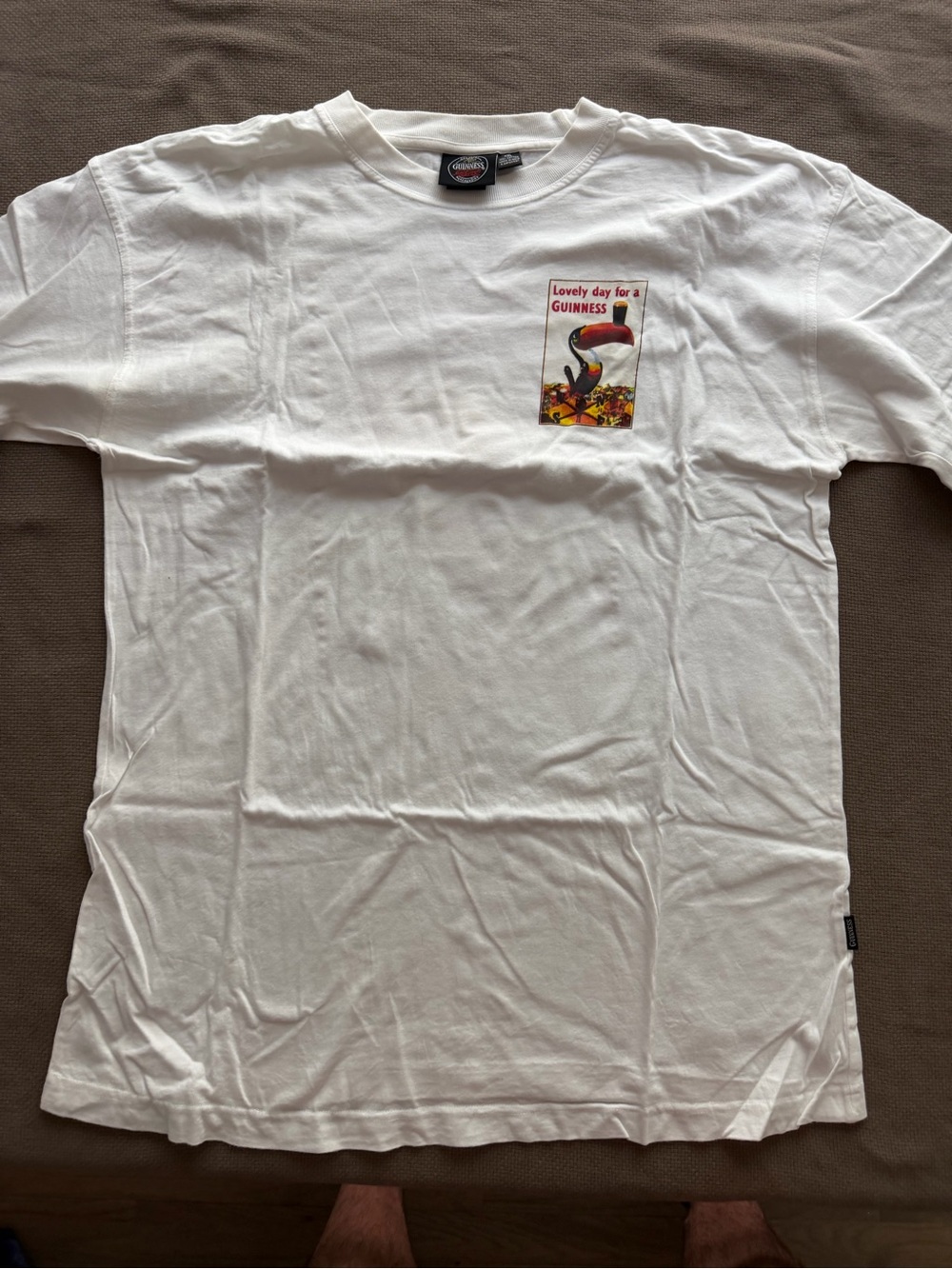 Guinness White Tee with Colorful Chest Graphic XXL
